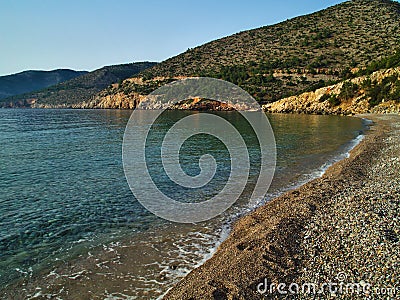 Isolated emptyl stone beach. Stock Photo
