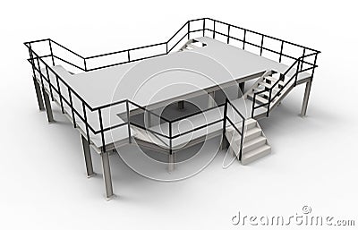 Isolated empty factory platform Cartoon Illustration