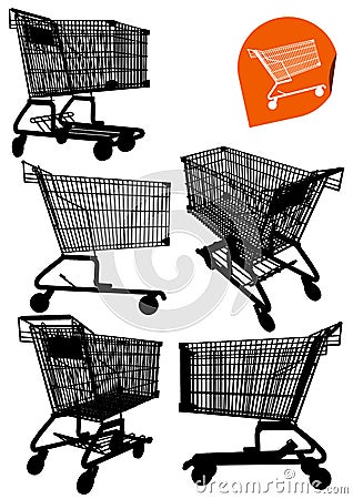 Isolated Empty Shopping Cart Vector Illustration