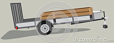 Isolated Equipment or Utility Trailer Vector Illustration
