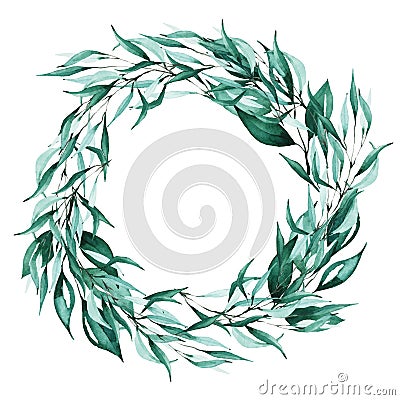 Isolated eucalyptus leaves wreath. Vector Illustration