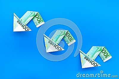 Isolated euro chart on blue background. Currency trading concept Stock Photo