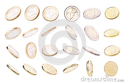 Isolated euro coins Stock Photo