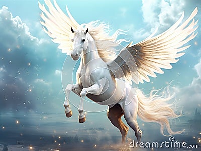 isolated fantasy horse with wings Made With Generative AI illustration Cartoon Illustration