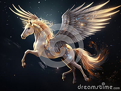 isolated fantasy horse with wings Made With Generative AI illustration Cartoon Illustration