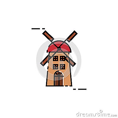 Isolated farm house mill icon fill design Vector Illustration