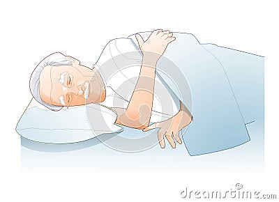 Illustration line of senior man sleeping Stock Photo