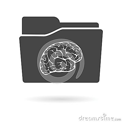 Isolated file folder icon with a brain Vector Illustration