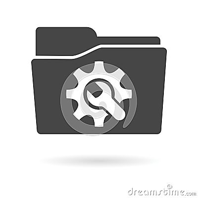 Isolated file folder icon with a gear Vector Illustration