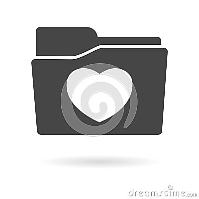 Isolated file folder icon with a heart Vector Illustration