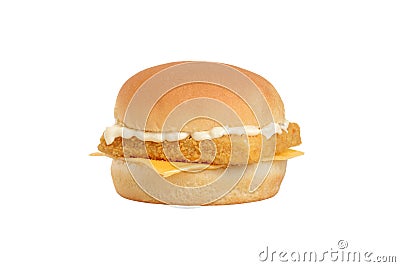 Isolated fillet fish sandwich with tartar sauce Stock Photo