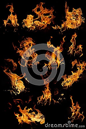 Isolated flames set Stock Photo