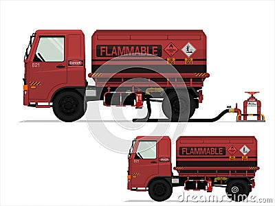 Isolated flammable liquid truck on white background Vector Illustration