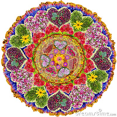 Isolated floral love mandala Stock Photo