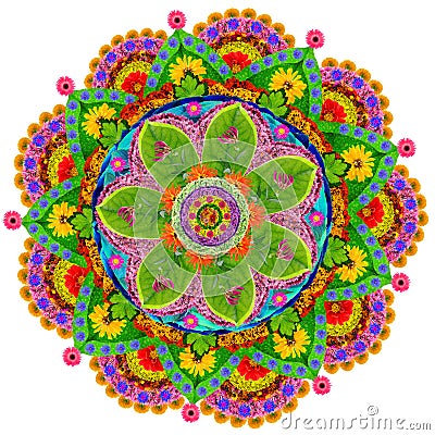 Isolated floral mandala Stock Photo