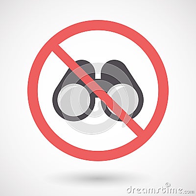 Isolated forbidden signal with a binoculars Stock Photo