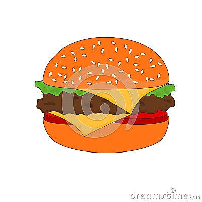 Isolated tasty meat hamburger icon Vector Illustration