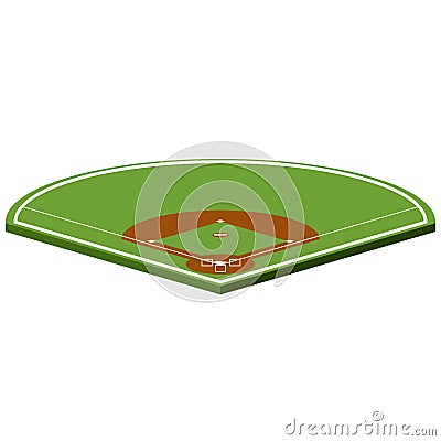 Isolated front view of a softball field Vector Illustration