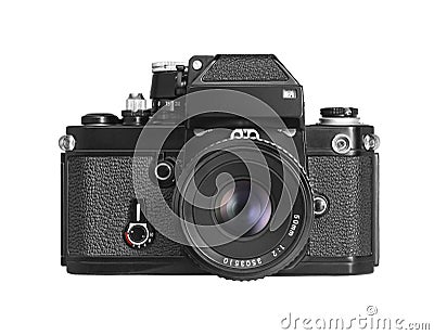 Isolated front view of a vintage film camera Stock Photo