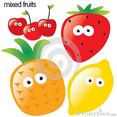 Isolated Fruit Set Vector Illustration