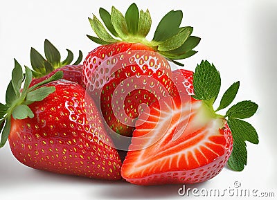 Isolated fruits - Strawberries on white background. This picture is part of the series perfect. Stock Photo