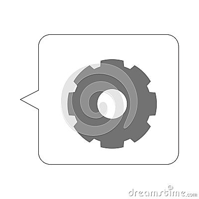 Isolated gear piece on a bubble chat Vector Illustration