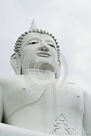 Isolated giant white image of Buddha 3 Stock Photo