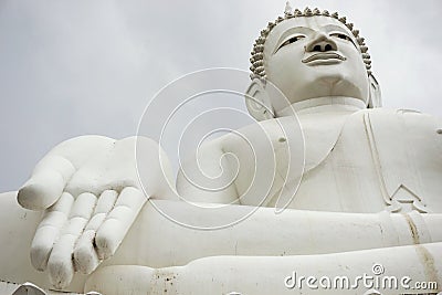 Isolated giant white image of Buddha 6 Stock Photo