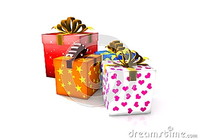 Isolated gift boxes Cartoon Illustration