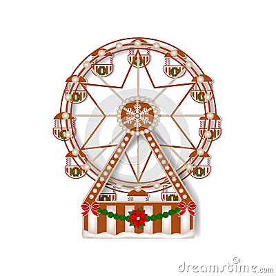 Isolated gingerbread christmas ferris wheel Vector Illustration