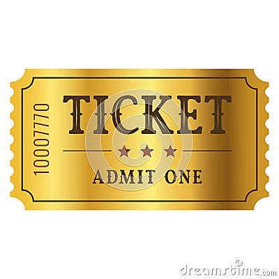 Isolated gold ticket Vector Illustration