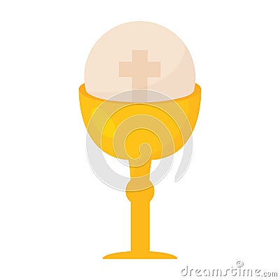 Golden chalice and host Vector Illustration