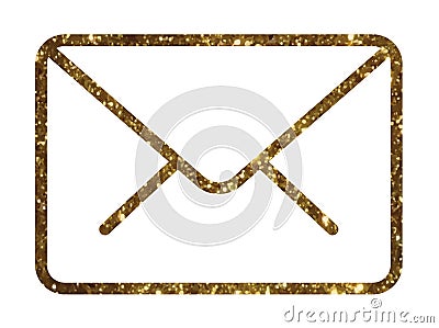 Golden glitter vector colorful interface email envelope line icon Vector Illustration