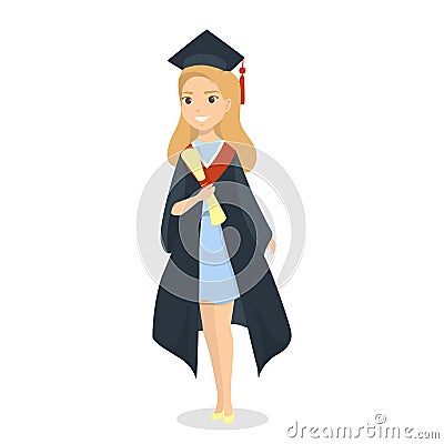 Isolated graduated student. Vector Illustration