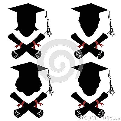 Graduated people head with diploma icon Vector Illustration