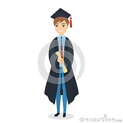 Isolated graduated student. Vector Illustration