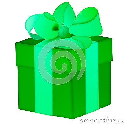 Isolated green gift box with green ribbon Stock Photo