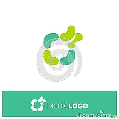 Isolated green and turquoise vector medical logo. Medical cross. Vector Illustration