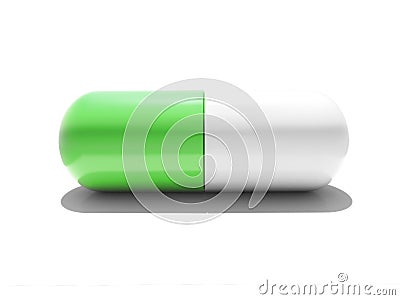 An isolated green and white pill Stock Photo