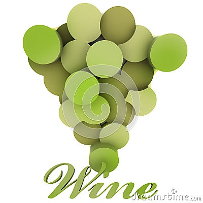 Isolated green wine grapes vignette Cartoon Illustration