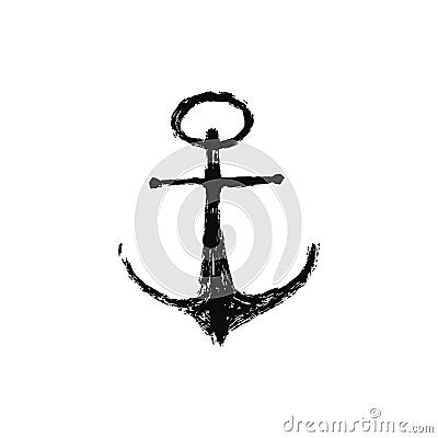 Isolated grunge drawing anchor icon Vector Illustration