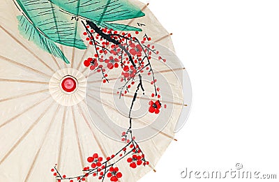 Isolated half oriental umbrella Stock Photo