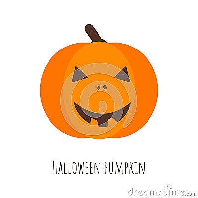 Isolated Halloween pumpkin, funny face Vector Illustration