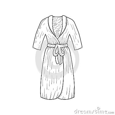 Isolated Hand Drawn Sketch of Pajama Kimono Bath Robe Illustration Vector Illustration