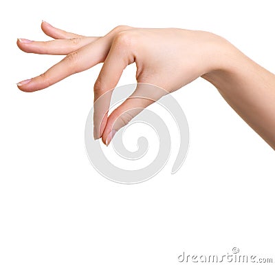 Isolated hand holding object Stock Photo