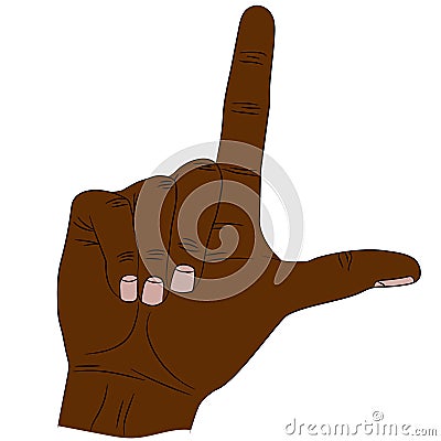 Isolated hand that shows gesture loser by index finger and thumb Vector Illustration