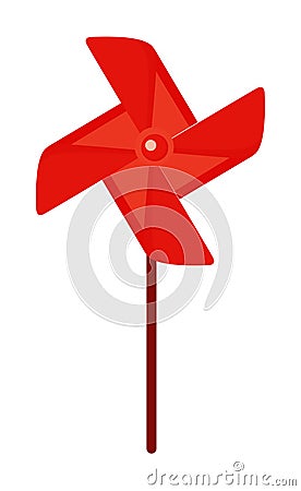 Isolated handmade windmill in red color Vector Illustration