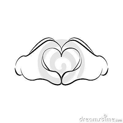 Isolated hands holding a heart shape Sketch Vector Illustration