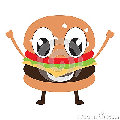 Isolated happy burger emote Vector Illustration