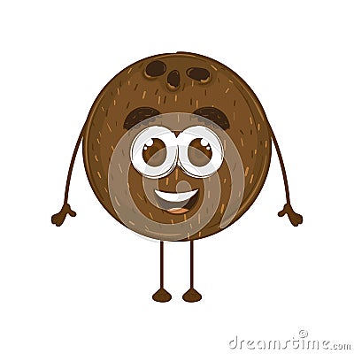 Isolated happy coconut cartoon kawaii Vector Cartoon Illustration